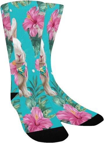 جوارب زرقاء للمشي لمسافات طويلة على شكل زهور أرنب استوائية - جوارب شتوية حرارية سميكة دافئة للأولاد والبنات للمدرسة، والارتداء اليومي والأنشطة الخارجية in Kuwait