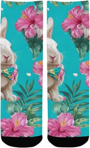 جوارب زرقاء للمشي لمسافات طويلة على شكل زهور أرنب استوائية - جوارب شتوية حرارية سميكة دافئة للأولاد والبنات للمدرسة، والارتداء اليومي والأنشطة الخارجية in Kuwait