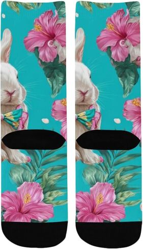 جوارب زرقاء للمشي لمسافات طويلة على شكل زهور أرنب استوائية - جوارب شتوية حرارية سميكة دافئة للأولاد والبنات للمدرسة، والارتداء اليومي والأنشطة الخارجية in Kuwait