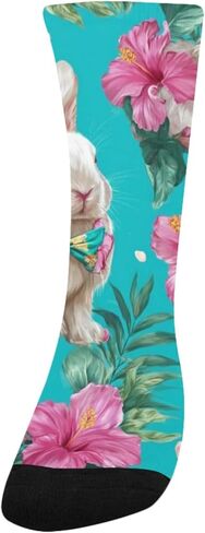 جوارب زرقاء للمشي لمسافات طويلة على شكل زهور أرنب استوائية - جوارب شتوية حرارية سميكة دافئة للأولاد والبنات للمدرسة، والارتداء اليومي والأنشطة الخارجية in Kuwait