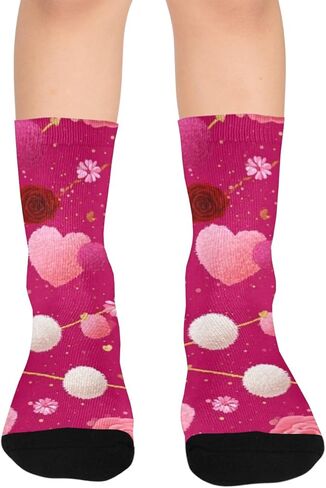 جوارب المشي لمسافات طويلة باللون الوردي والزينة - جوارب شتوية حرارية سميكة دافئة للأطفال الصغار للأولاد والبنات للمدرسة، والارتداء اليومي والأنشطة الخارجية in Kuwait