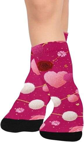 جوارب المشي لمسافات طويلة باللون الوردي والزينة - جوارب شتوية حرارية سميكة دافئة للأطفال الصغار للأولاد والبنات للمدرسة، والارتداء اليومي والأنشطة الخارجية in Kuwait