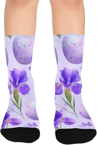 جوارب المشي لمسافات طويلة باللون الأرجواني لعيد الفصح بألوان مائية - جوارب شتوية حرارية سميكة دافئة للأولاد والبنات للمدرسة، والارتداء اليومي والأنشطة الخارجية in Kuwait