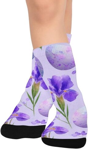 جوارب المشي لمسافات طويلة باللون الأرجواني لعيد الفصح بألوان مائية - جوارب شتوية حرارية سميكة دافئة للأولاد والبنات للمدرسة، والارتداء اليومي والأنشطة الخارجية in Kuwait