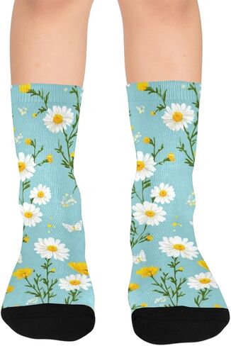 جوارب Sunny Daisy Bloom الزرقاء للمشي لمسافات طويلة - جوارب شتوية حرارية سميكة دافئة للأولاد والبنات للمدرسة، والارتداء اليومي والأنشطة الخارجية in Kuwait