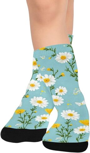 جوارب Sunny Daisy Bloom الزرقاء للمشي لمسافات طويلة - جوارب شتوية حرارية سميكة دافئة للأولاد والبنات للمدرسة، والارتداء اليومي والأنشطة الخارجية in Kuwait