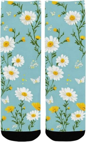 جوارب Sunny Daisy Bloom الزرقاء للمشي لمسافات طويلة - جوارب شتوية حرارية سميكة دافئة للأولاد والبنات للمدرسة، والارتداء اليومي والأنشطة الخارجية in Kuwait