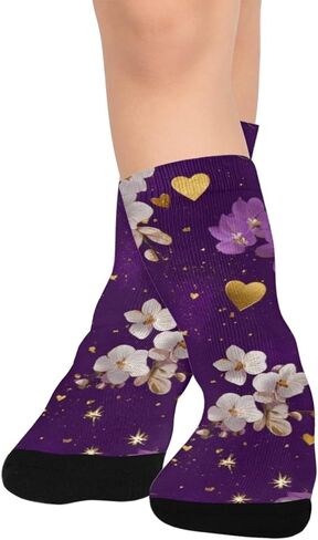 Purple Love Motif Hiking Socks - Toddler Boys & Girls Warm Thick Thermal Winter Crew Socks for School, Daily Wear & Outdoor Activities in Kuwait