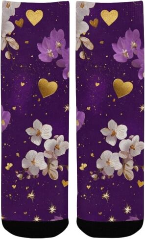 Purple Love Motif Hiking Socks - Toddler Boys & Girls Warm Thick Thermal Winter Crew Socks for School, Daily Wear & Outdoor Activities in Kuwait