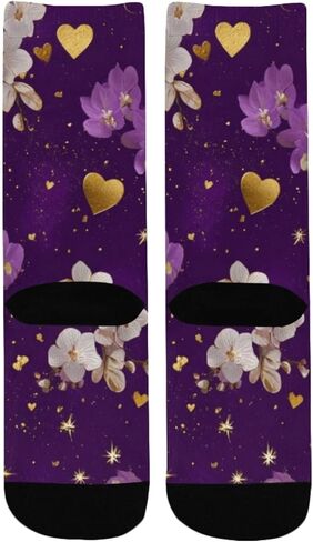 Purple Love Motif Hiking Socks - Toddler Boys & Girls Warm Thick Thermal Winter Crew Socks for School, Daily Wear & Outdoor Activities in Kuwait