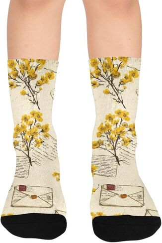 جوارب المشي لمسافات طويلة على شكل حرف Vintage Bloom Flower - جوارب شتوية حرارية سميكة دافئة للأطفال الصغار للأولاد والبنات للمدرسة، والارتداء اليومي والأنشطة الخارجية in Kuwait