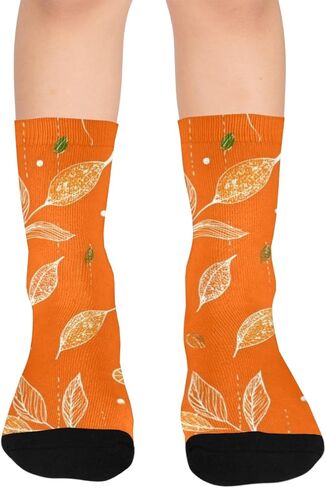 Citrus Leaf Art Hiking Socks - Toddler Boys & Girls Warm Thick Thermal Winter Crew Socks for School, Daily Wear & Outdoor Activities in Saudi Arabia