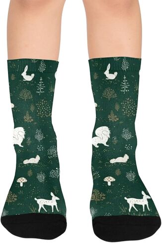 جوارب المشي لمسافات طويلة بزخارف الغابة الداكنة - جوارب شتوية حرارية سميكة دافئة للأولاد والبنات الصغار للمدرسة، والارتداء اليومي والأنشطة الخارجية in Kuwait