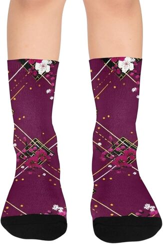 Pink and Gold Trellis Hiking Socks - Toddler Boys & Girls Warm Thick Thermal Winter Crew Socks for School, Daily Wear & Outdoor Activities in Kuwait