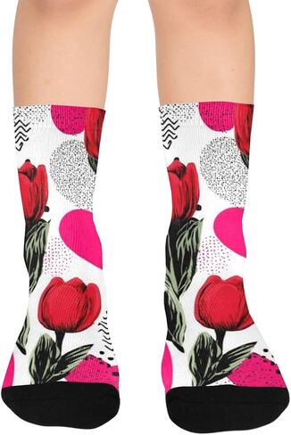 Retro Floral Heart Hiking Socks - Toddler Boys & Girls Warm Thick Thermal Winter Crew Socks for School, Daily Wear & Outdoor Activities in Saudi Arabia