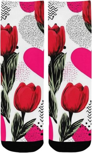 Retro Floral Heart Hiking Socks - Toddler Boys & Girls Warm Thick Thermal Winter Crew Socks for School, Daily Wear & Outdoor Activities in Saudi Arabia