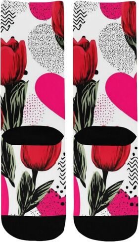 Retro Floral Heart Hiking Socks - Toddler Boys & Girls Warm Thick Thermal Winter Crew Socks for School, Daily Wear & Outdoor Activities in Saudi Arabia