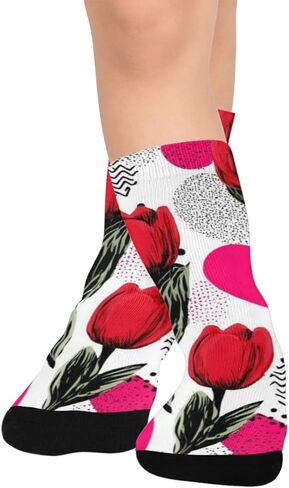 Retro Floral Heart Hiking Socks - Toddler Boys & Girls Warm Thick Thermal Winter Crew Socks for School, Daily Wear & Outdoor Activities in Saudi Arabia