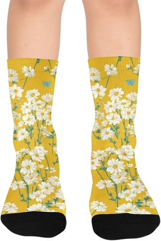 Sunny Daisy Bloom Yellow Hiking Socks - Toddler Boys & Girls Warm Thick Thermal Winter Crew Socks for School, Daily Wear & Outdoor Activities in Saudi Arabia