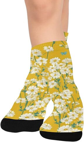 Sunny Daisy Bloom Yellow Hiking Socks - Toddler Boys & Girls Warm Thick Thermal Winter Crew Socks for School, Daily Wear & Outdoor Activities in Saudi Arabia