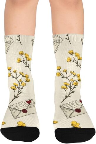 جوارب للمشي لمسافات طويلة على شكل حرف Vintage Bloom Flowers - جوارب شتوية حرارية سميكة دافئة للأولاد والبنات للمدرسة، والارتداء اليومي والأنشطة الخارجية in Kuwait