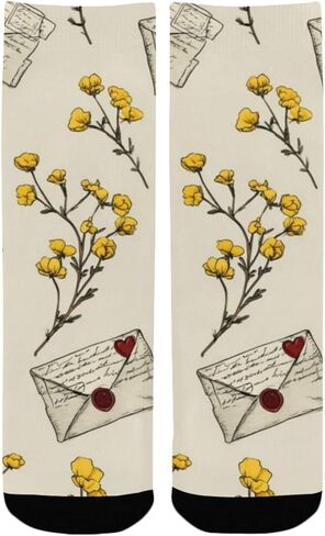 جوارب للمشي لمسافات طويلة على شكل حرف Vintage Bloom Flowers - جوارب شتوية حرارية سميكة دافئة للأولاد والبنات للمدرسة، والارتداء اليومي والأنشطة الخارجية in Kuwait