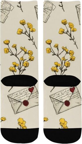 جوارب للمشي لمسافات طويلة على شكل حرف Vintage Bloom Flowers - جوارب شتوية حرارية سميكة دافئة للأولاد والبنات للمدرسة، والارتداء اليومي والأنشطة الخارجية in Kuwait