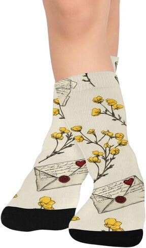 جوارب للمشي لمسافات طويلة على شكل حرف Vintage Bloom Flowers - جوارب شتوية حرارية سميكة دافئة للأولاد والبنات للمدرسة، والارتداء اليومي والأنشطة الخارجية in Kuwait