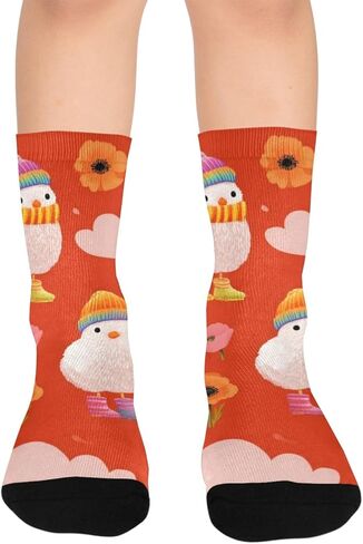 جوارب شتوية للمشي لمسافات طويلة على شكل زهور الفرخ - جوارب شتوية حرارية سميكة دافئة للأولاد والبنات للمدرسة، والارتداء اليومي والأنشطة الخارجية in Kuwait