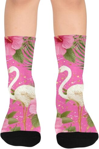 جوارب Flamingo Hibiscus Bloom للمشي لمسافات طويلة - جوارب شتوية سميكة دافئة للأولاد والبنات الصغار للمدرسة، والارتداء اليومي والأنشطة الخارجية in Kuwait