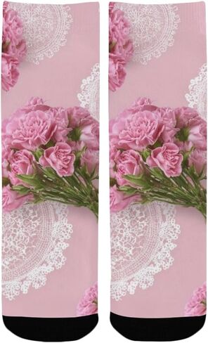 Lace Pink Roses Hiking Socks - Toddler Boys & Girls Warm Thick Thermal Winter Crew Socks for School, Daily Wear & Outdoor Activities in Saudi Arabia