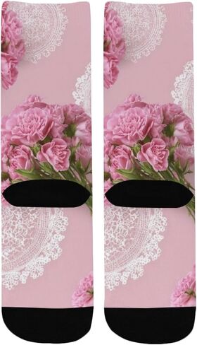 Lace Pink Roses Hiking Socks - Toddler Boys & Girls Warm Thick Thermal Winter Crew Socks for School, Daily Wear & Outdoor Activities in Saudi Arabia