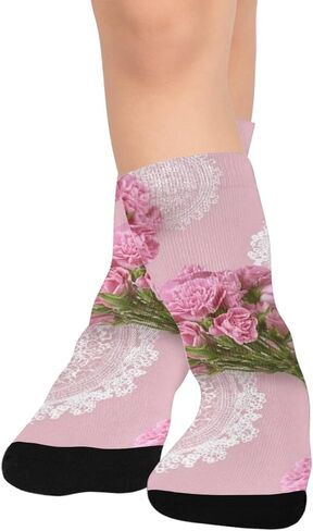 Lace Pink Roses Hiking Socks - Toddler Boys & Girls Warm Thick Thermal Winter Crew Socks for School, Daily Wear & Outdoor Activities in Saudi Arabia