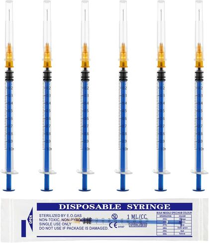 3ml Syringe with 23Ga 1inch Needle, 3cc Luer Lock Syringe for Scientific Labs, Measuring Liquid, Disposable Individually Packaged, Pack of 100 in Saudi Arabia