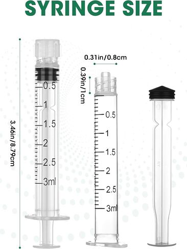 3mL Sterile Luer Lock Syringe Without Needle,Individually Wrapped, Leak-Proof Safety Lock Design for Lab Use and Home Care(10 Pack) in Kuwait