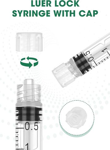 3mL Sterile Luer Lock Syringe Without Needle,Individually Wrapped, Leak-Proof Safety Lock Design for Lab Use and Home Care(10 Pack) in Kuwait