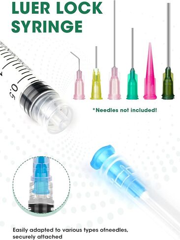 3mL Sterile Luer Lock Syringe Without Needle,Individually Wrapped, Leak-Proof Safety Lock Design for Lab Use and Home Care(10 Pack) in Kuwait