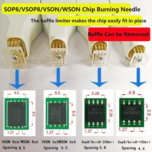 4 قطعة لـ Sop8 Soic8 Wson رقاقة تحميل حرق الكتابة التحقيق الربيع إبرة فلاش Eeprom رقاقة الموقد كابل Sop8 Soic8 رقاقة in Kuwait
