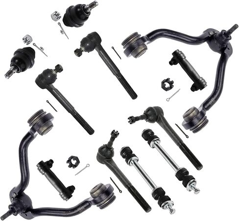 Detroit Axle - End Front End 12pc مجموعة تعليق لـ RWD Chevy Silverado GMC Sierra 1500 1999-2006 ، 4 أذرع تحكم مع مفاصل الكرة 2 قضبان Sway 4 RODS 2 BOOTS 2000 2001 2002 2004 2004 in Kuwait