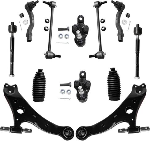 Detroit Axle - End Front End 12pc مجموعة تعليق لـ RWD Chevy Silverado GMC Sierra 1500 1999-2006 ، 4 أذرع تحكم مع مفاصل الكرة 2 قضبان Sway 4 RODS 2 BOOTS 2000 2001 2002 2004 2004 in Kuwait