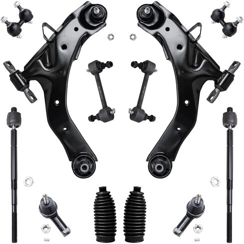 Detroit Axle - End Front End 12pc مجموعة تعليق لـ RWD Chevy Silverado GMC Sierra 1500 1999-2006 ، 4 أذرع تحكم مع مفاصل الكرة 2 قضبان Sway 4 RODS 2 BOOTS 2000 2001 2002 2004 2004 in Kuwait