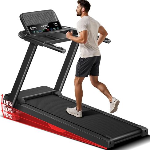 15% Incline Treadmills for Home with Led Screen & Handles, 3-in-1 Portable Treadmill Holds Up to 300 Lbs Capacity, Lower Noise 3.0HP Foldable Treadmill 0.6-7.2MHP in Kuwait