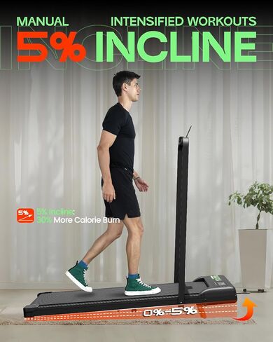 وسادة مشي قابلة للطي مع شريط مائل ومقبض، جهاز مشي صغير الحجم محمول 2 في 1 تحت المكتب للمكتب المنزلي، جهاز ركض للمشي بقوة 3.0 حصان بسعة 350 رطل مع شاشة LED وجهاز تحكم عن بعد in Kuwait