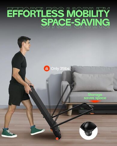 وسادة مشي قابلة للطي مع شريط مائل ومقبض، جهاز مشي صغير الحجم محمول 2 في 1 تحت المكتب للمكتب المنزلي، جهاز ركض للمشي بقوة 3.0 حصان بسعة 350 رطل مع شاشة LED وجهاز تحكم عن بعد in Kuwait