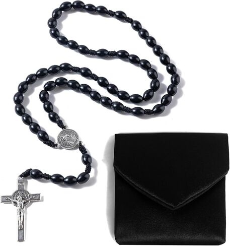 Rosary Beads Catholic - Handmade Wooden Rosaries, Wooden Bead Rosary Necklace, Metal Cross For Catholic Or Christian Gift in Kuwait