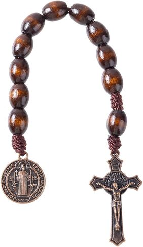 Rosary Beads Catholic - Handmade Wooden Rosaries, Wooden Bead Rosary Necklace, Metal Cross For Catholic Or Christian Gift in Kuwait
