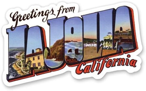 Squiddy Greetings from La Jolla California - Vinyl Sticker Decal for Phone, Laptop, Water Bottle (4" Wide) in Saudi Arabia