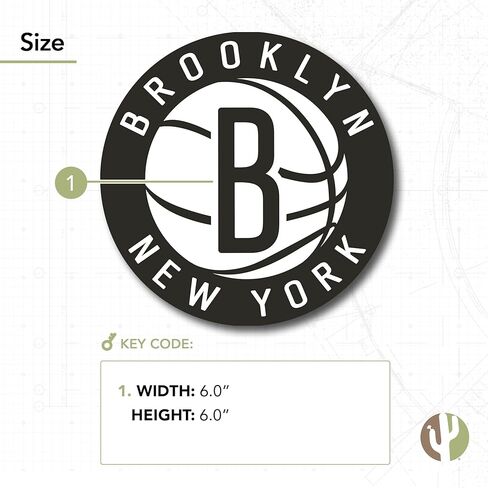 Desert Cactus Brooklyn Nets NBA Officially Licensed Sticker Vinyl Decal Laptop Water Bottle Car Scrapbook (Individual 3) in Saudi Arabia