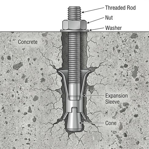 3/8" x 3" inch, 50 Pack of 304 Stainless Steel Wedge Anchors Concrete Fasteners, Concrete Fasteners, Baseplate Hardware, Construction Anchors, Railings Screws in Saudi Arabia