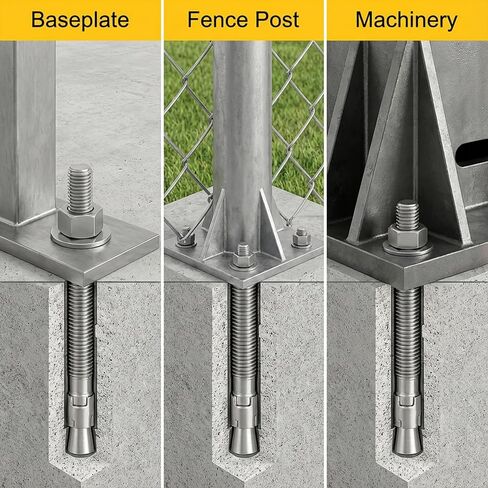 3/8" x 3" inch, 50 Pack of 304 Stainless Steel Wedge Anchors Concrete Fasteners, Concrete Fasteners, Baseplate Hardware, Construction Anchors, Railings Screws in Saudi Arabia